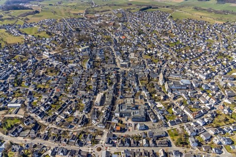 Aerial view, city centre view, Brilon, Sauerland, North Rhine-Westphalia, Germany, City, DE,