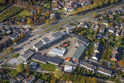 Aerial photo, Bottrop fire brigade in the north-east district of Bottrop, Ruhr area, North