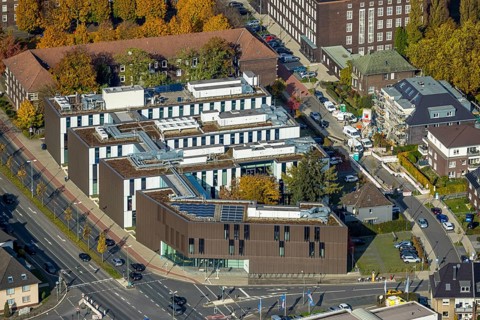 Aerial view, Hochschule Ruhr West - Campus Bottrop in the north-east district of Bottrop, Ruhr