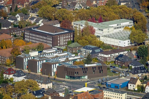 Aerial view, Hochschule Ruhr West - Campus Bottrop in the north-east district of Bottrop, Ruhr