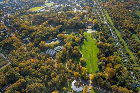 Aerial view, Josef Albers Museum Quadrat and Stadtgarten and Overbeckshof allotment garden