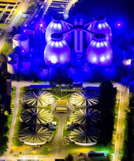 Aerial view, Emschergenossenschaft Klärwerk Bottrop, Welheim, Bottrop, Ruhr area, North