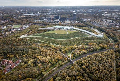 Aerial view, alpincenter Bottrop indoor ski centre on the Prosperstraße spoil tip and former