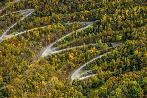 Aerial view, serpentine path to the tetrahedron on the Beckstraße spoil tip in the Batenbrock-Nord