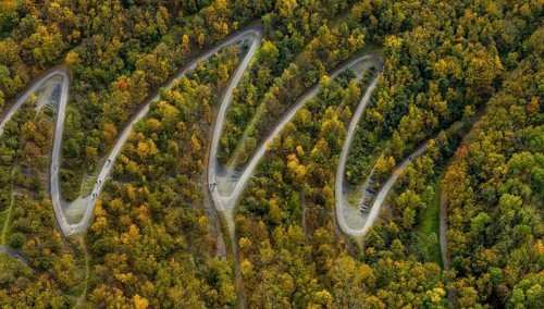 Aerial view, serpentine path to the tetrahedron on the Beckstraße spoil tip in the Batenbrock-Nord