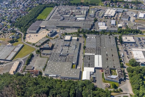 Aerial view, industrial area Westring, META-Regalbau, company premises Fritz Streiter, Bruchhausen,