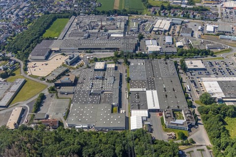 Aerial view, industrial area Westring, META-Regalbau, company premises Fritz Streiter, Bruchhausen,