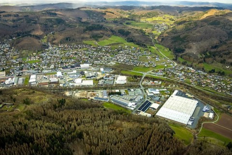 Aerial view, aerial view Bad Laasphe, Siegerland, North Rhine-Westphalia, Germany, Bad Laasphe, DE,