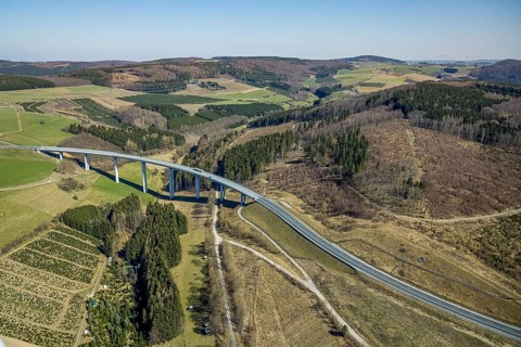 Aerial view, valley bridge Schormecke, Nuttlar, Bestwig, Sauerland, North Rhine-Westphalia,