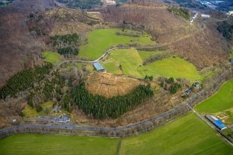 Aerial photo, forest damage in the forest area Friedwald, Saßmannshausen, Bad Laasphe, Siegerland,