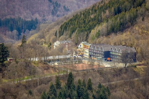 Aerial view, boarding school for girls and boys with state-recognised grammar school and secondary