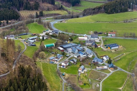 Aerial view, district Holzhausen, Bermershausen, Bad Laasphe, Siegerland, North Rhine-Westphalia,