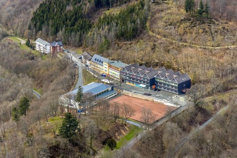 Aerial view, boarding school for girls and boys with state-recognised grammar school and secondary