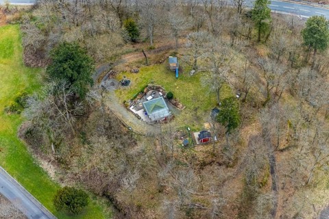 Aerial view, rest area at Wittgenstein Castle, Wittgenstein-Kunst, Bad Laasphe, Siegerland, North