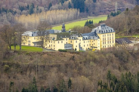 Aerial view, Wittgenstein Castle, Wittgenstein-Kunst, Bad Laasphe, Siegerland, North