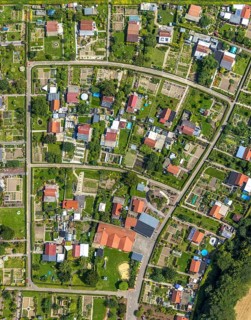 Aerial view, allotment garden association Im Krähenwinkel e.V. in Bergkamen, Ruhr area, North