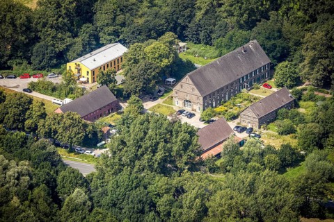 Aerial photograph, Biological Station Kreis Unna Dortmund with guest house in the Heil district,