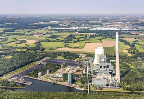 Aerial photograph, Bergkamen power station on the Datteln-Hamm canal in the Heil district,