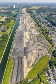 Aerial view, construction site for planned urban quarter Wasserstadt Aden on the site of the former