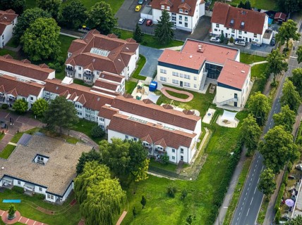 Aerial view of the AWO retirement home Hermann-Görlitz-Seniorenzentrum, Bergkamen, Ruhr area, North