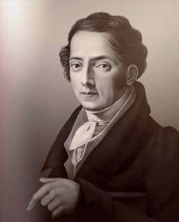 Portrait of Joseph Ritter von Fraunhofer, 1787 – 1826, German physicist and optical lens