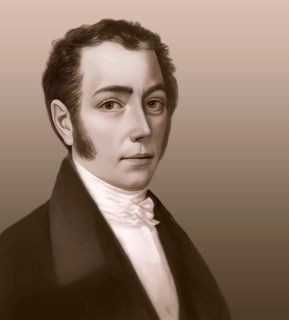 Portrait of Joseph Ritter von Fraunhofer, 1787 – 1826, German physicist and optical lens