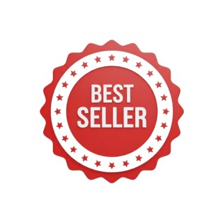 A red and white best seller badge, perfect for highlighting top products or promotions, isolated on