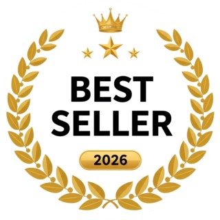 This image features a best seller badge with a golden crown, stars, and laurel wreath, indicating