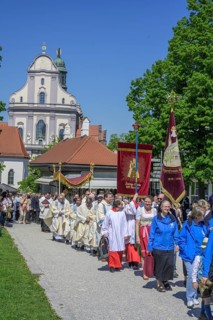 Procession on 1 May from the Papal Basilica of St. Anna, Altötting, Bavaria, Germany