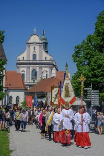 Procession on 1 May from the Papal Basilica of St. Anna, Altötting, Bavaria, Germany