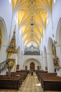 Interior view of St Jodok's Church, Landshut, Bavaria, Germany