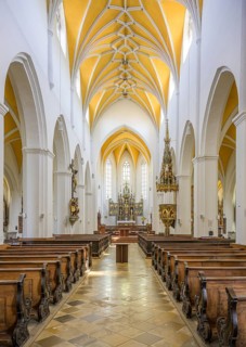 Interior view of St Jodok's Church, Landshut, Bavaria, Germany