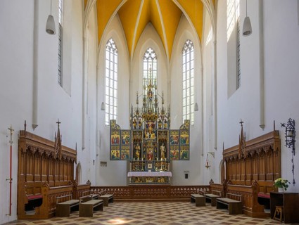Interior view of St Jodok's Church, Landshut, Bavaria, Germany