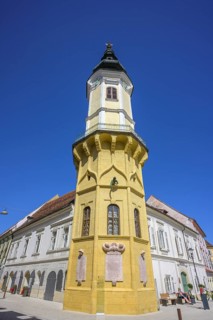 Town hall tower on the main square, Bad Radkersburg, Styria, Austria