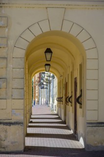 Arcade on the main square, Tvrda, Osijek, Osijek-Baranja County, Croatia