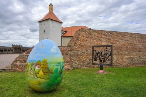 Large painted Easter egg at the castle of Ðurdevac, Koprivnica-Križevc County, Croatia