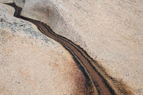 Rocky coast, traces of a watercourse, Bohus granite, cracks in the rock, Ramsvik, Naturreservat