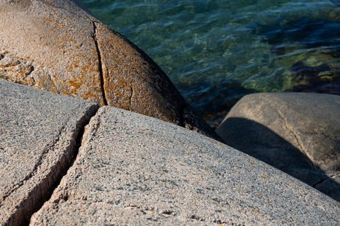 Rocky coast, Bohus granite, cracks in the rock, Ramsvik, Naturreservat Ramsviklandet, Bohuslän,