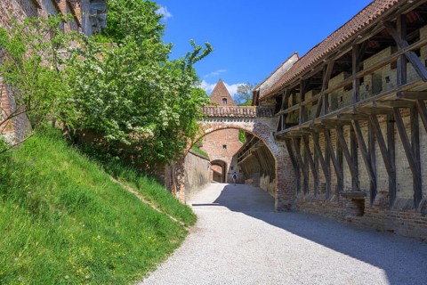 Walkway to Trausnitz Castle, Landshut, Bavaria, Germany