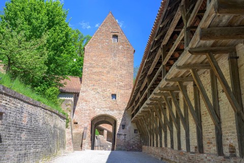 Walkway to Trausnitz Castle, Landshut, Bavaria, Germany