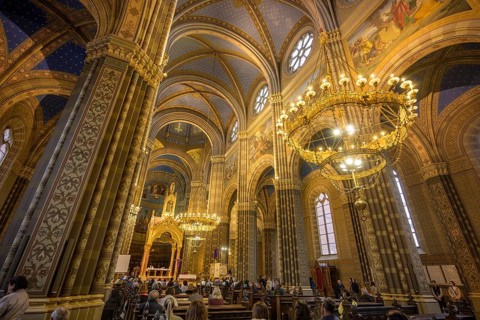 Interior view of the Cathedral of St Petra during a mass, Ðakovo, Osijek-Baranja County, Croatia