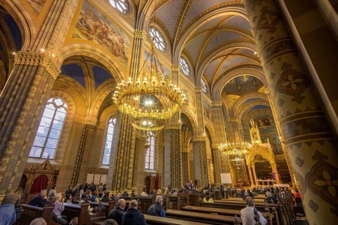 Interior view of the Cathedral of St Petra during a mass, Ðakovo, Osijek-Baranja County, Croatia