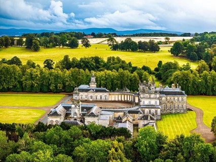 Hopetoun House from a drone, South Queensferry, Edinburgh, Scotland, United Kingdom