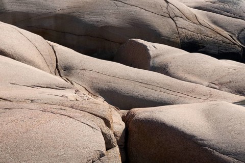 Bohus granite with cracks, coastal landscape, Ramsvik, Naturreservat Ramsviklandet, Bohuslän,