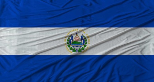 Salvadoran flag waving. Flag of El Salvador with cloth texture