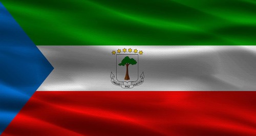 Equatorial Guinea flag with fabric texture. Realistic flag of Equatorial Guinea waving
