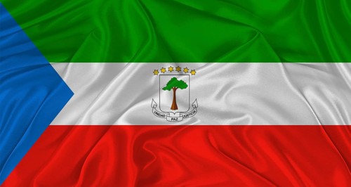 Flag of Equatorial Guinea with cloth texture. Close up of Equatorial Guinea flag waving