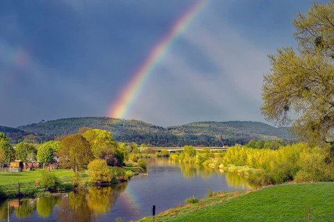 Rainbow on the Weser in Rinteln Germany