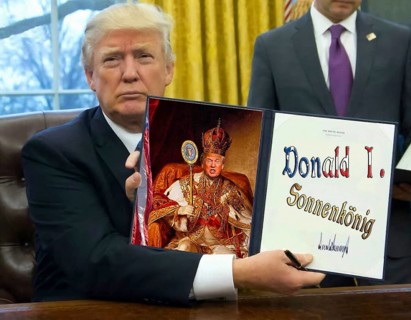 Symbolic image, Donald 1 Sun King, Trump on a vendetta, persecution of all opponents, autocracy,
