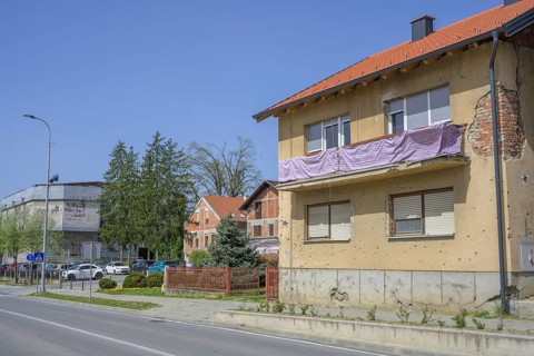 Residential house with bullet holes, Lipik, Požega-Slavonia County, Croatia